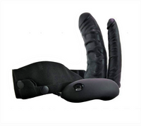 Lux Fetish Unisex Vibrating Double Dildo Strap On