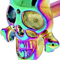 Zungenpiercing mit Regenbogen-Totenkopf